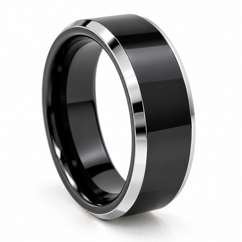 Black silver men s tungsten - silver,