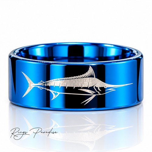Marlin fish engraved - marlin, blue